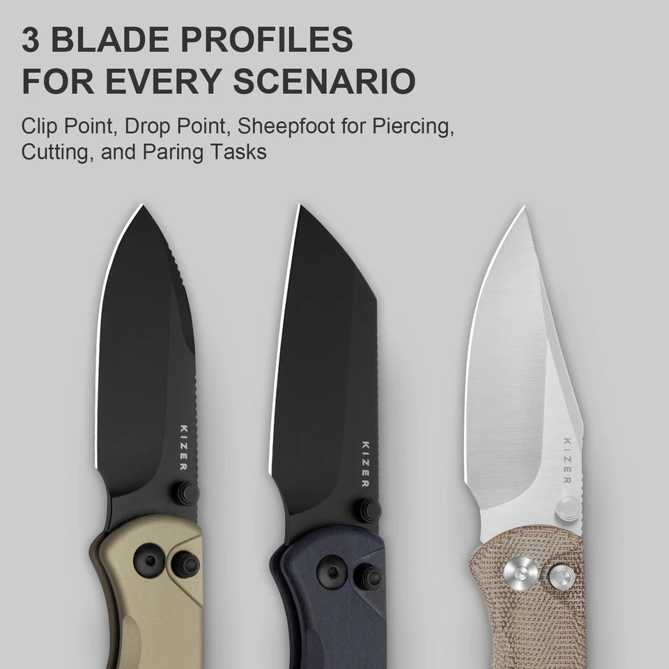 Navaja de Bolsillo Plegable Kizer Drop Bear 2 Hoja Nitro-V Mango de Aluminio V3619.2CD1 Foto 2 de 4