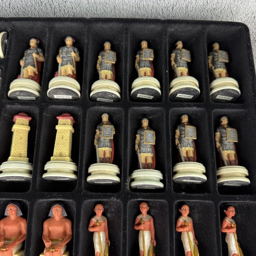 The Chessmen Hand Painted Egyptian vs. Romans Chess Set Figures Pieces No Board - Picture 5 of 9