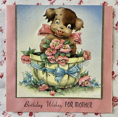 Vintage 1930s Birthday Cute Puppy Dog Bushel Basket Roses Pink Greeting Card Ebay Vintage 1930s Birthday Cute Puppy Dog Bushel Basket Roses Pink Greeting Card Ebay