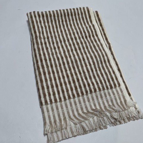 West Elm Luxe Stripe Hand Towel Reversible Loop Sand 100% Cotton Portugal NWT