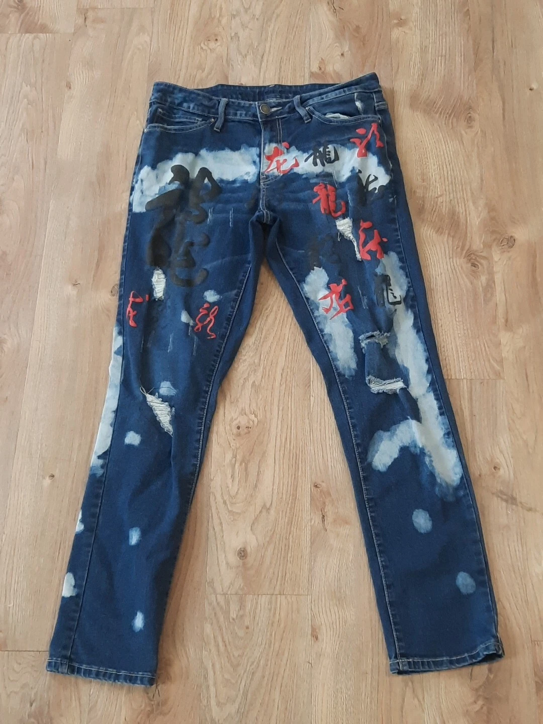 Jean skinny empilé Rue21 Supreme Flex bleu 32x32 Rue 21 moto lavage à l'acide chinois