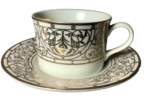 Vintage Mikasa Antique Lace Cup & Saucer - Porcelain, Gold Trim
