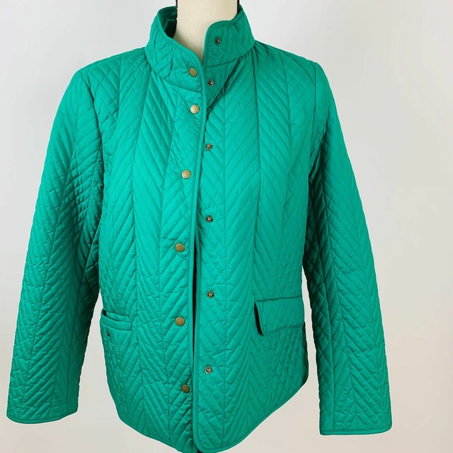 Talbots Green Quilted Jacket Medium eBay