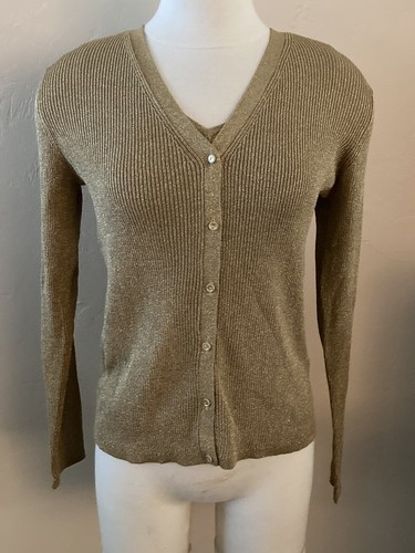 August Silk Blend Gold Metallic Knit 