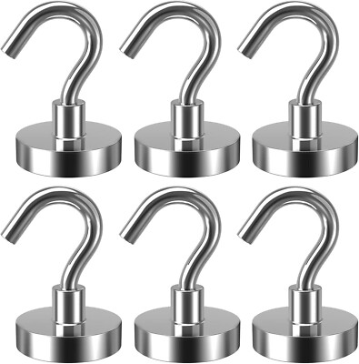 Magnethaken Haftkraft 38Kg Neodym Magnet Hacken Magnethaken Extra Stark 6 Stücke