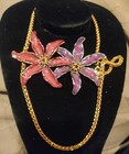 Kenneth lane Double Purple Lily Flowers  necklace 24'inches — photo 1