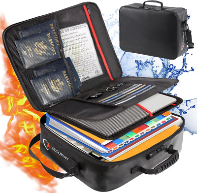 Fireproof Document Bag with Lock - 17 X 11.8 X 5 Inch, Black