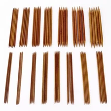 75x/set 15Sizes Wooden Double Pointed Carbonized Bamboo Knitting Needles Crochet
