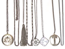 Mixed Lot Of 8 Necklaces Libra Pendant Silver Plated Tassel Stone Round Womens