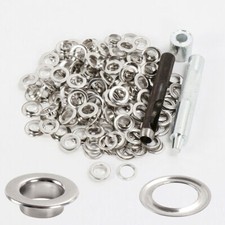 10MM 100 Sets Leather Craft Eyelets Ring Washer Grommets Punch Tool Kit  Silver