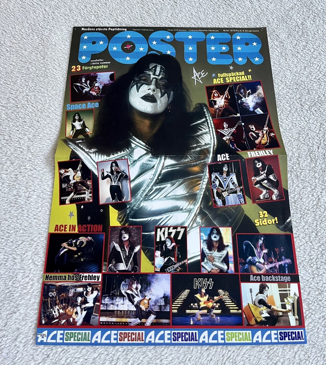 KISS PLACARD POSTER 1977 ACE FREHLEY - SWEDISH TRIBUTE POSTER