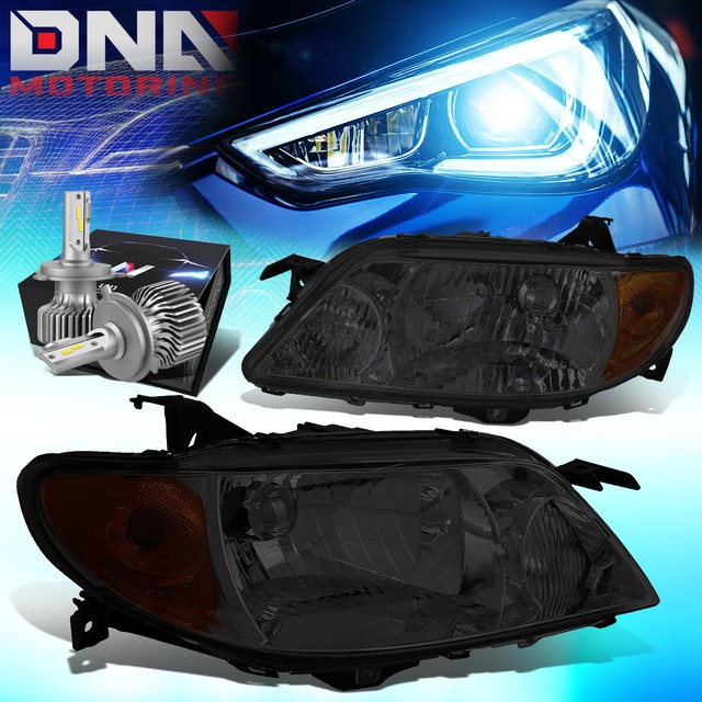 FOR 20012003 MAZDA PROTEGE OE STYLE HEADLIGHT LAMP W/LED KIT SLIM STYLE SMOKED eBay