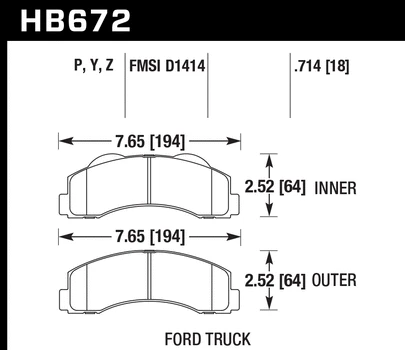 Передние тормозные колодки Hawk HB672P.714 SuperDuty для грузовика 2010-2017 Ford F-150 - Изображение 4 из 4