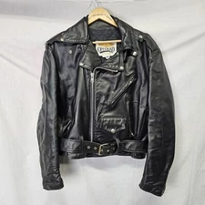 Open Road Leather Jacket Size 42 Black Moto Eagle Patch Back