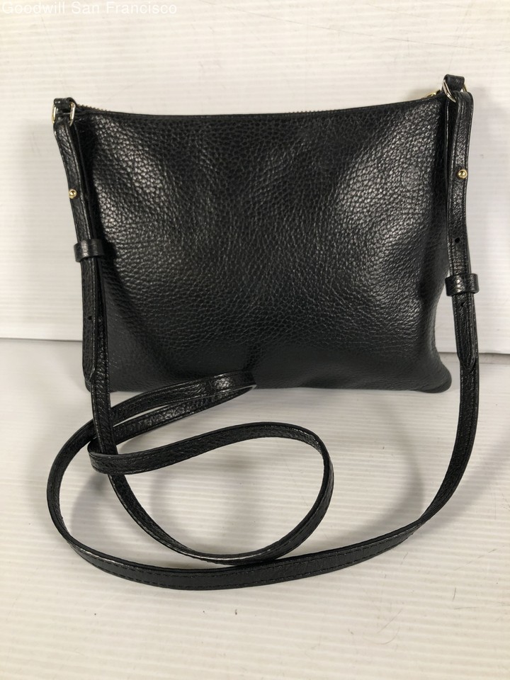 Cuyana Womens Black Leather Adjustable Strap Classic Travel Crossbody