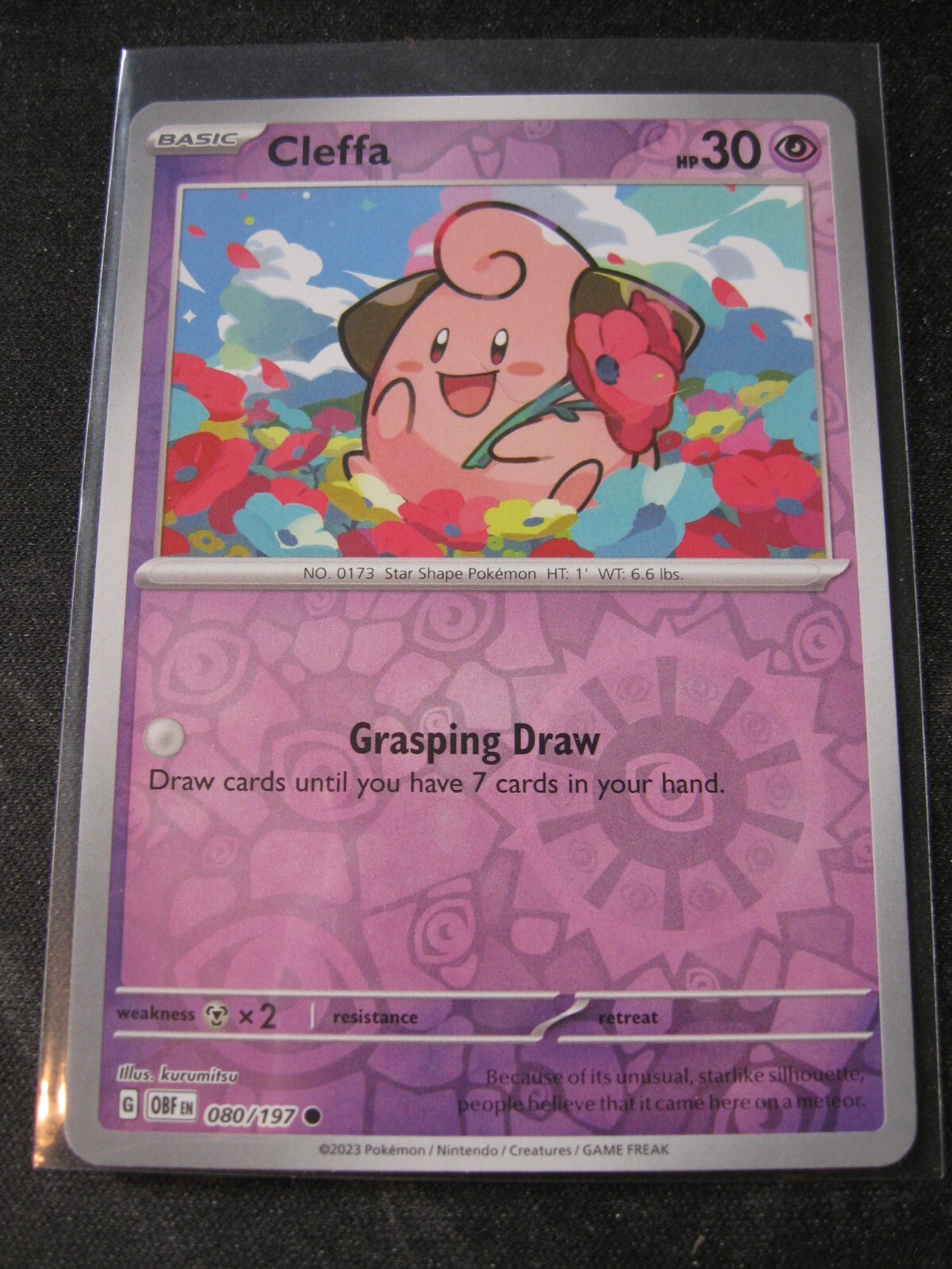 CLEFFA 2023 Pokemon Scarlet and Violet Obsidian Flames REVERSE FOIL #80 MINT