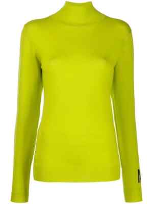 NINA RICCI Green Wool Logo Turtleneck XS