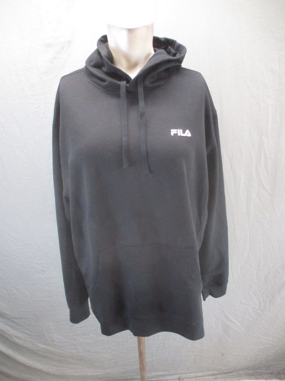 Felpa con cappuccio sportiva FILA taglia L uomo BLK misto cotone coulisse tasca frontale 109