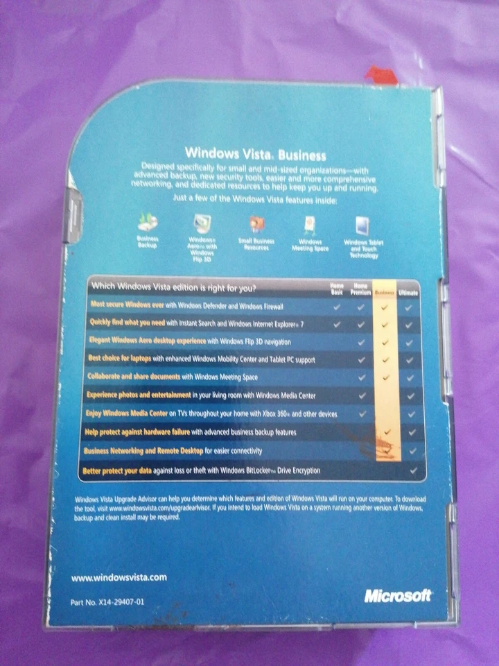 MICROSOFT WINDOWS VISTA BUSINESS VERSIÓN COMPLETA MINORISTA CLAVE DE PRODUCTO 32 BITS GENUINO Foto 3 de 4