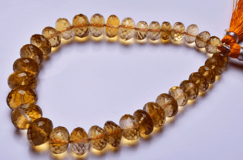 7.5" Natural GOLDEN DARK Citrine FACETED Rondelle Briolettes Beads 7 TO 11 MM - Picture 3 of 3