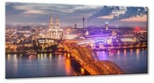 Leinwand Bild Koln Hohenzollernbrucke Kolner Dom Nacht Panorama Skyline Leuchten Ebay