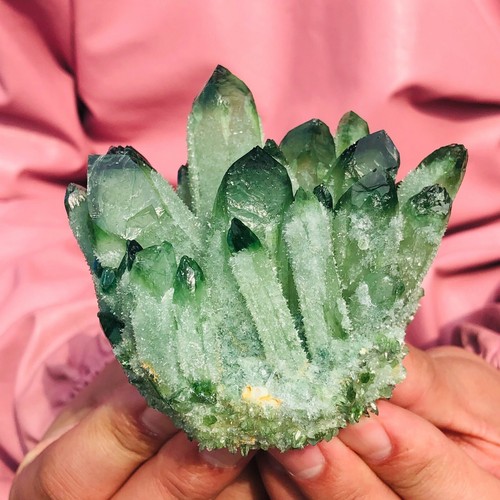 435g Raro Nuevo Brillante Verde Cuarzo Fantasma Cristal Racimo Muestras 182 - Imagen 7 de 12
