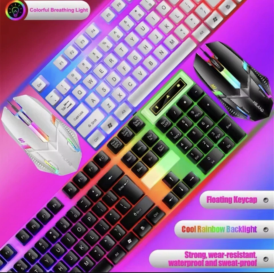 Rainbow RGB Wired Keyboard And Mouse For All Devices - Image 4 of 4