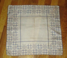 Vintage Periwinkle Blue White Geometric 100 Silk 17" Pocket Square Rolled Hems