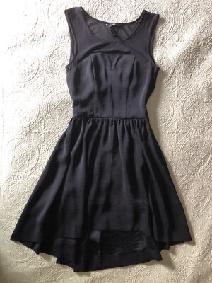 H&M Black Sheer Top Flare Dress High Low Size 2 Party Prom Formal | eBay H&M Black Sheer Top Flare Dress High Low Size 2 Party Prom Formal | eBay