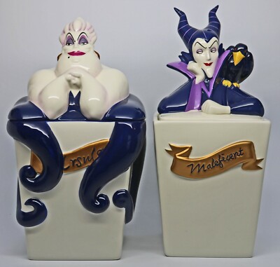 RARE 2004 4 Jar Disney Villains Canister/Cookie Jar Set #64059