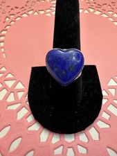 Blue Lapis, Heart Shape Stone, SS925, Ring Size 9