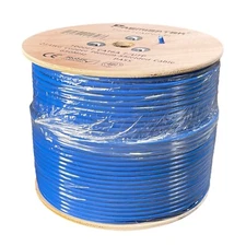 CAT6A 1000FT CMP Plenum Shielded F/UTP NETWORK ETHERNET LAN CABLE 650MHz Blue