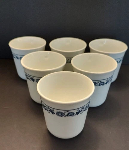 Corelle Old Town Blue Coffee Tea Mugs Milk Glass Set (6)