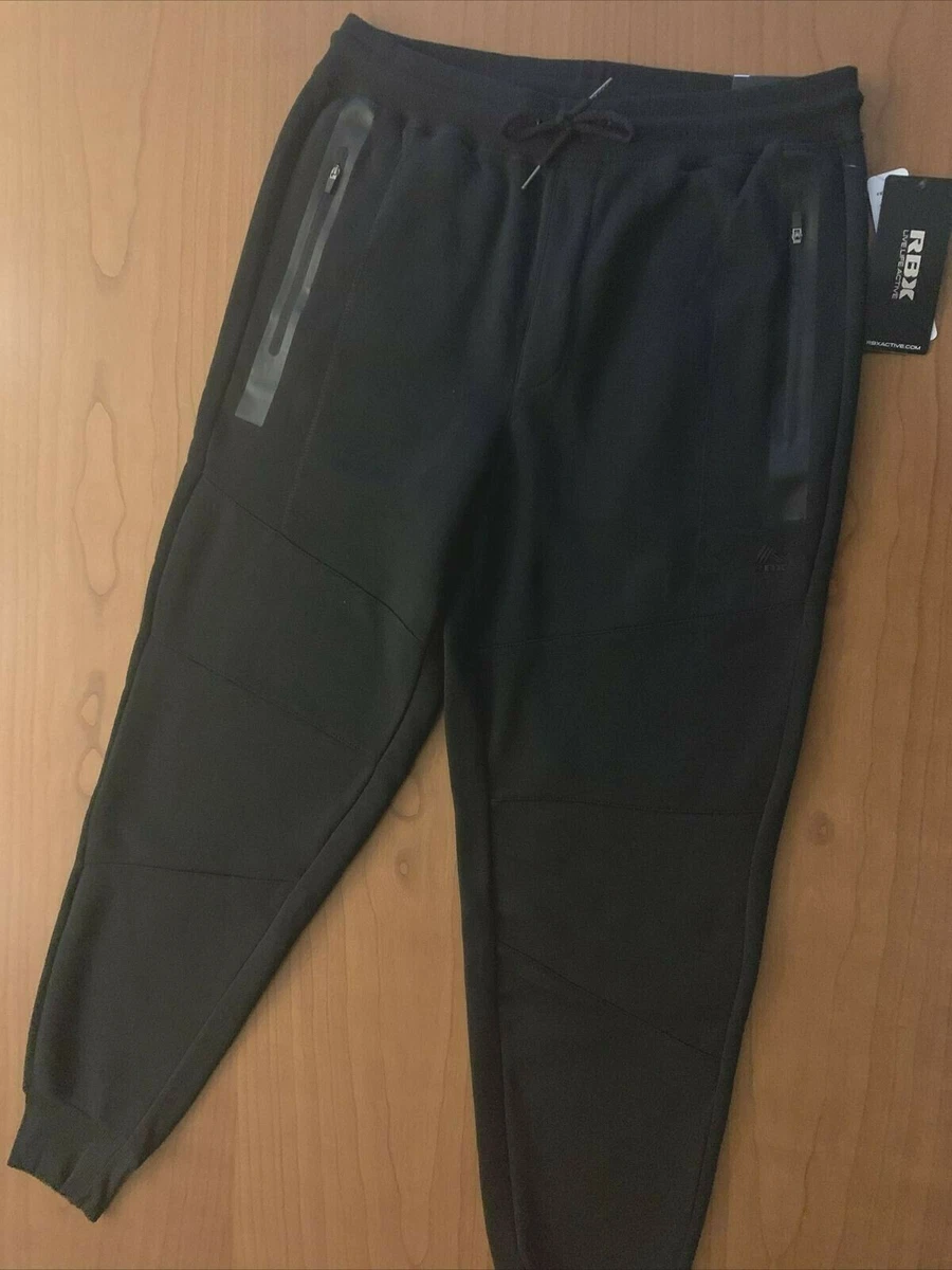 $68 RBX Active Men's Black Tech Fleece Tapered Zipper Sweat Pants