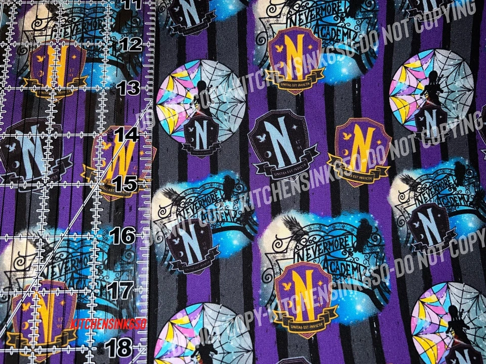 Tela 100 % algodón a rayas góticas WED personalizada 1/4 yarda OFERTA Foto 2 de 2