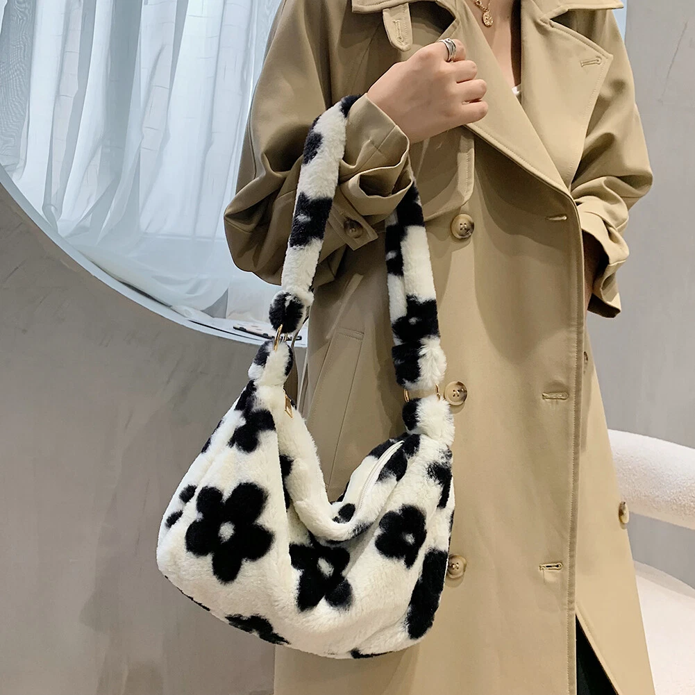 Faux fur flower bag sale