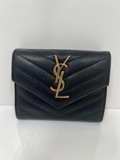 Authentic Saint Laurent Matelasse Grain de Poudre Monogram Envelope Small Wallet