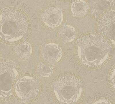 Tapete Versace Home Designer 38461-3 Logo Medusa Silber Metallic (8,35 /1qm)