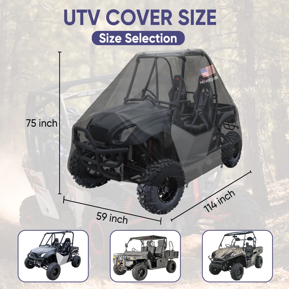 SXS UTV Utility Vehicle Cover Waterproof Storage For Polaris Ranger 500 570 - Image 2 of 4
