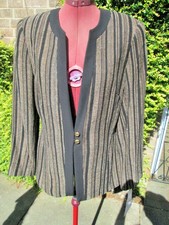 Bnwt-collectables By R S-black & Beige Woven Tailored Jacket-lined-uk 12.