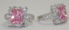 5 CARAT CZ PINK EMERALD CUT CUBIC ZIRCONIA COCKTAIL RING SIZE 5 6 7 8 9 10