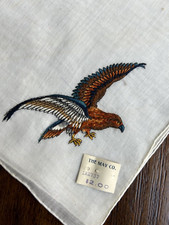 Vintage Handkerchief Hankie Embroidered Hawk in Flight NWT NEW