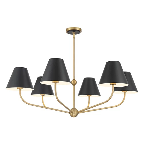 Crystorama Xavier 6Lt 40" Chandelier, Vibrant Gold/Black/White - XAV-B9316-VG-MK - Picture 1 of 1