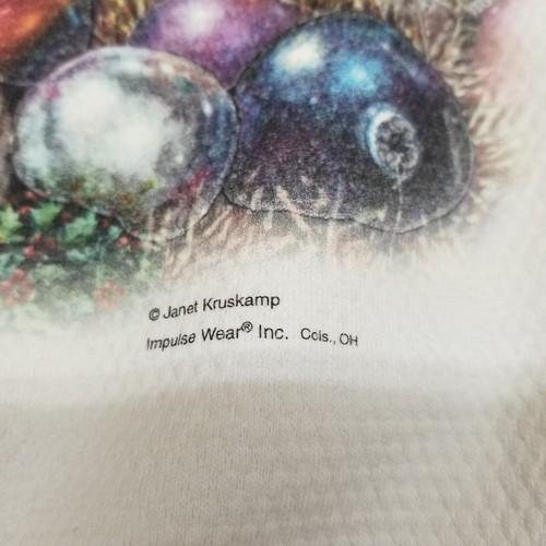 ✅VTG Ugly Christmas Sweater White Embossed Teddy Bear Damen M Janet Kruskamp - Bild 3 von 12