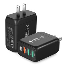 USB Wall Charger 2 Pack , 40W 4 Port USB Fast Charging Blocks Multi USB Powe...