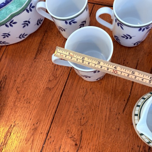 Villeroy & Boch Switch 3 tazzine da caffè in porcellana Cordoba bianco con foglie blu - Foto 16 di 16