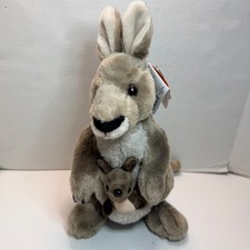 Wild Republic Kangaroo with Joey Plush 12 Inch Earth Friendly Recycled Tan Grey