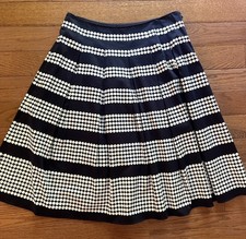 TALBOTS Navy Blue  White Polka Dot A-Line Pleated Skirt, Women's 8