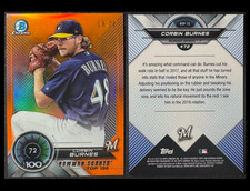 2018 Bowman Chrome Corbin Burnes Scouts Top 100 Orange Refractor /25