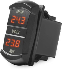 LED Digital Panel Double Voltmeter, Rocker Switch Style Voltage Monitor for Car